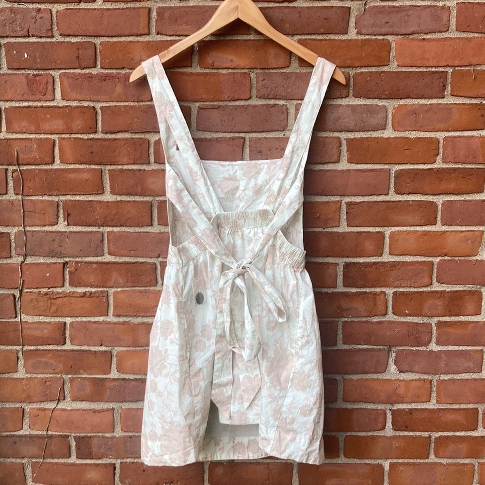 Free People Meet Me In Maui Printed Ivory Mini Dress/ Cut-out with Bow - Picture 4 of 15